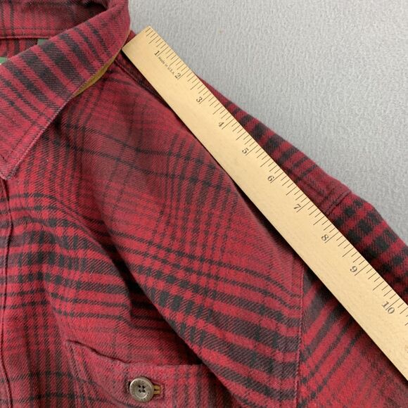 Orvis Shirt Mens XL Red Black Plaid Flannel Button Front Long Sleeve Two Pocket - Picture 10 of 16